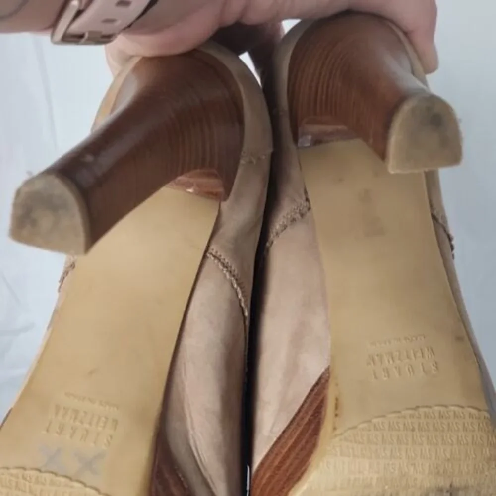 Stuart Weitzman For Russell‎ & Bromley Taupe Suede Lace Front Ankle Booties